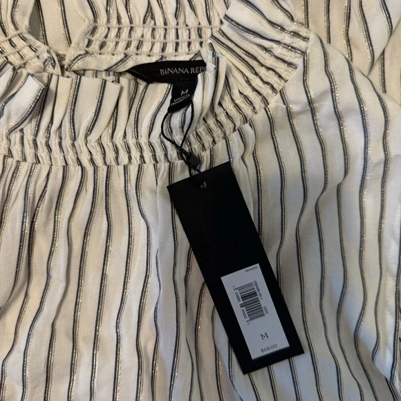 Banana Republic Striped Sleeveless Top - White and Gold - Picture 4 of 5